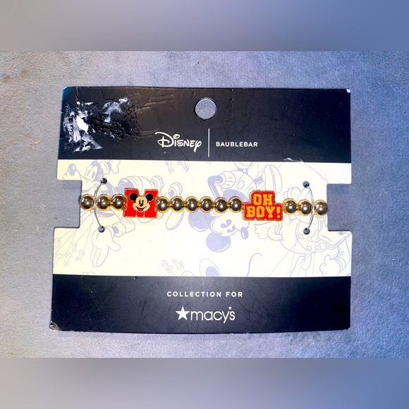 BNWT Disney x BaubleBar Mickey Mouse & Minnie Mouse Icon Pisa Bracelet “OH Boy!” - Picture 1 of 5